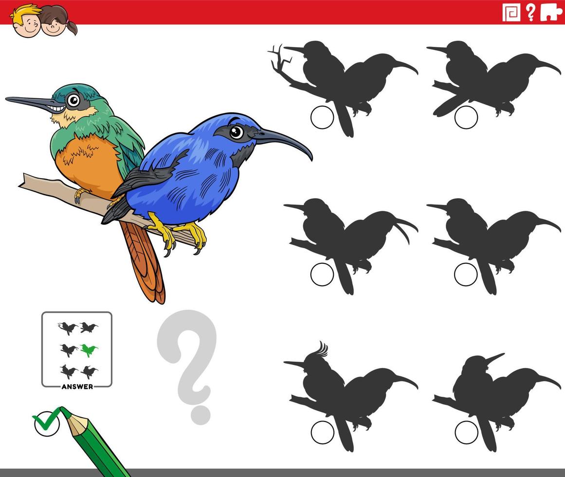 schaduwspel met stripfiguren van vogels vector