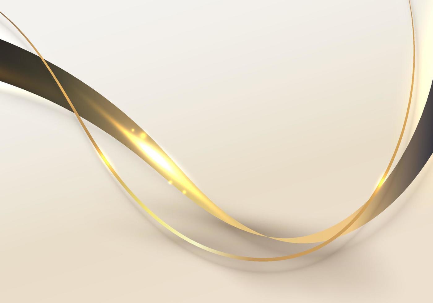abstracte 3d elegante gouden golflijnen en lichteffect op roomachtergrond vector
