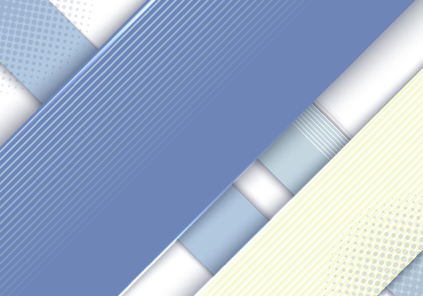 abstract sjabloonontwerp blauwe strepen overlappende gelaagd met halftoon op witte achtergrond vector