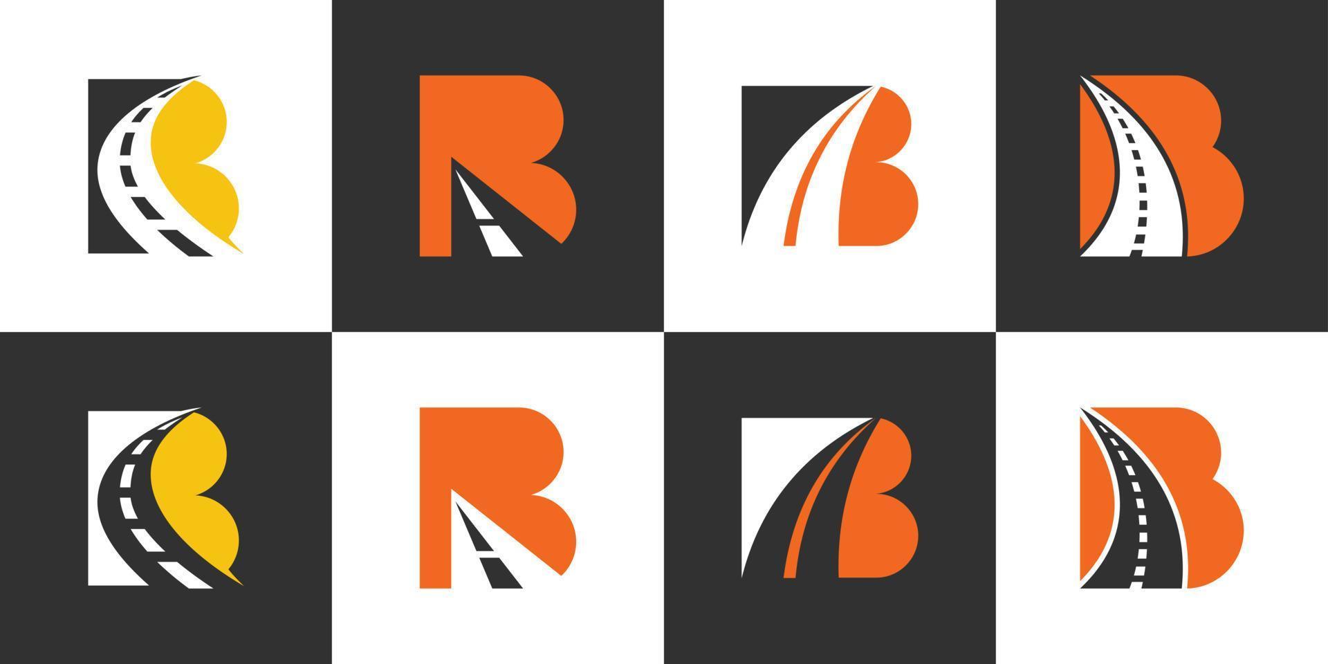 set van b beginletter met straat vector logo ontwerp.