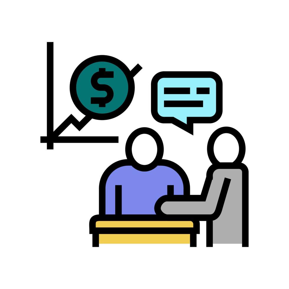 financieel overleg en adviseren kleur pictogram vectorillustratie vector