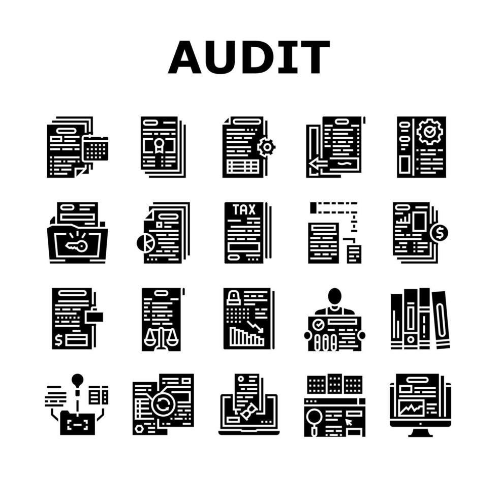 zakelijke financiën audit collectie iconen set vector