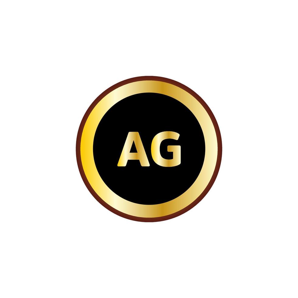 ag letter cirkel logo-ontwerp met gouden kleur vector