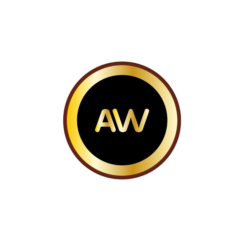 aw letter cirkel logo-ontwerp met gouden kleur vector