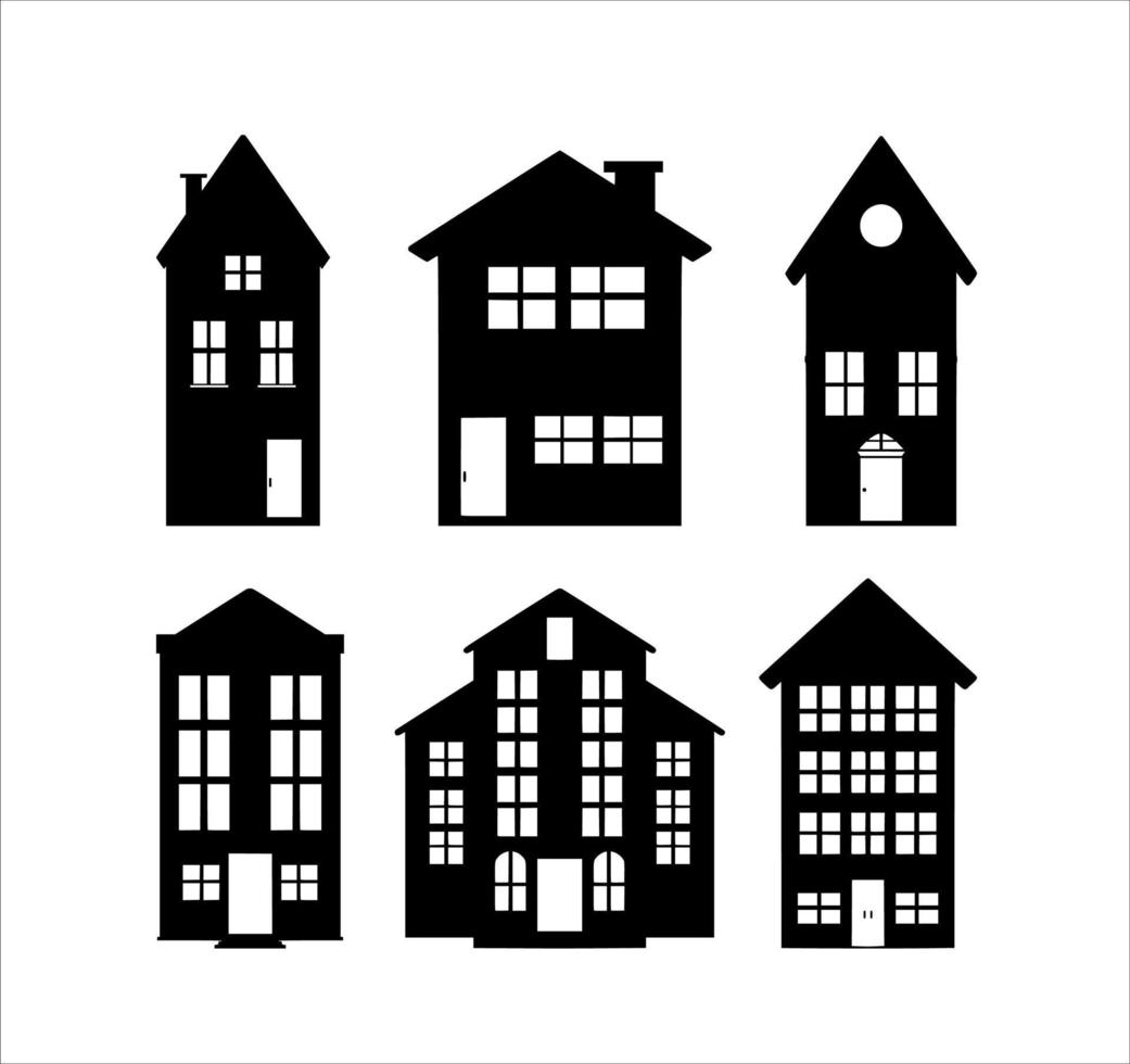 verzameling scandinavisch huis in silhouet vector