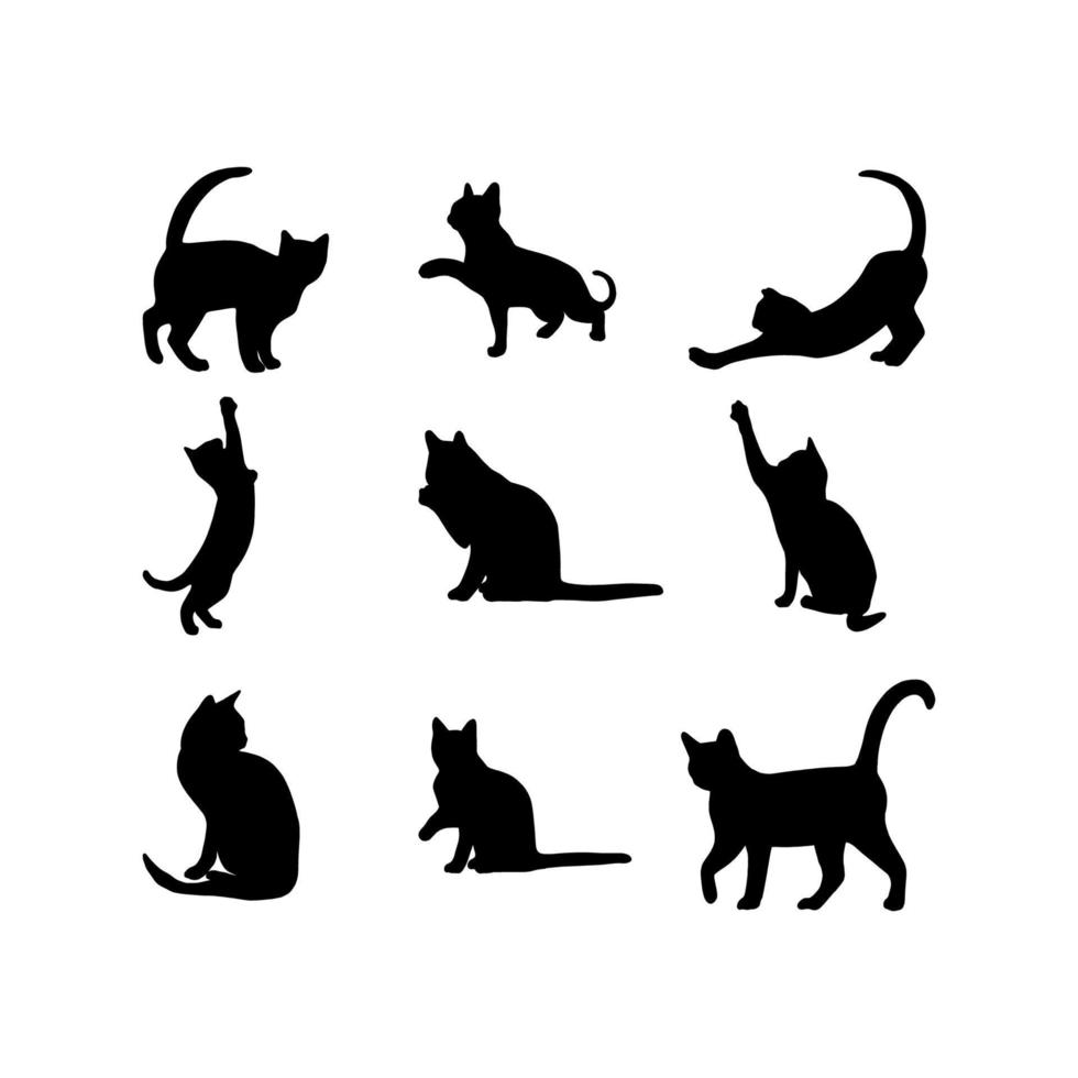 set van kat in silhouet vector
