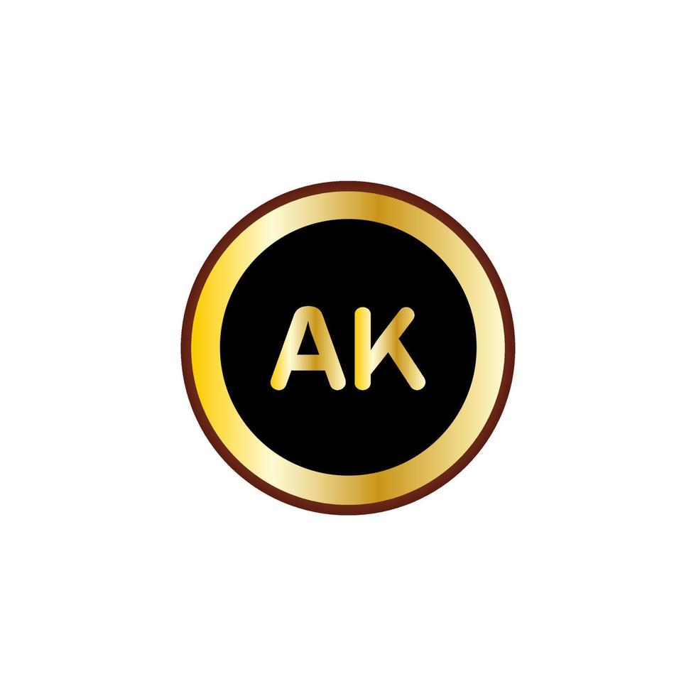 ak letter cirkel logo-ontwerp met gouden kleur vector
