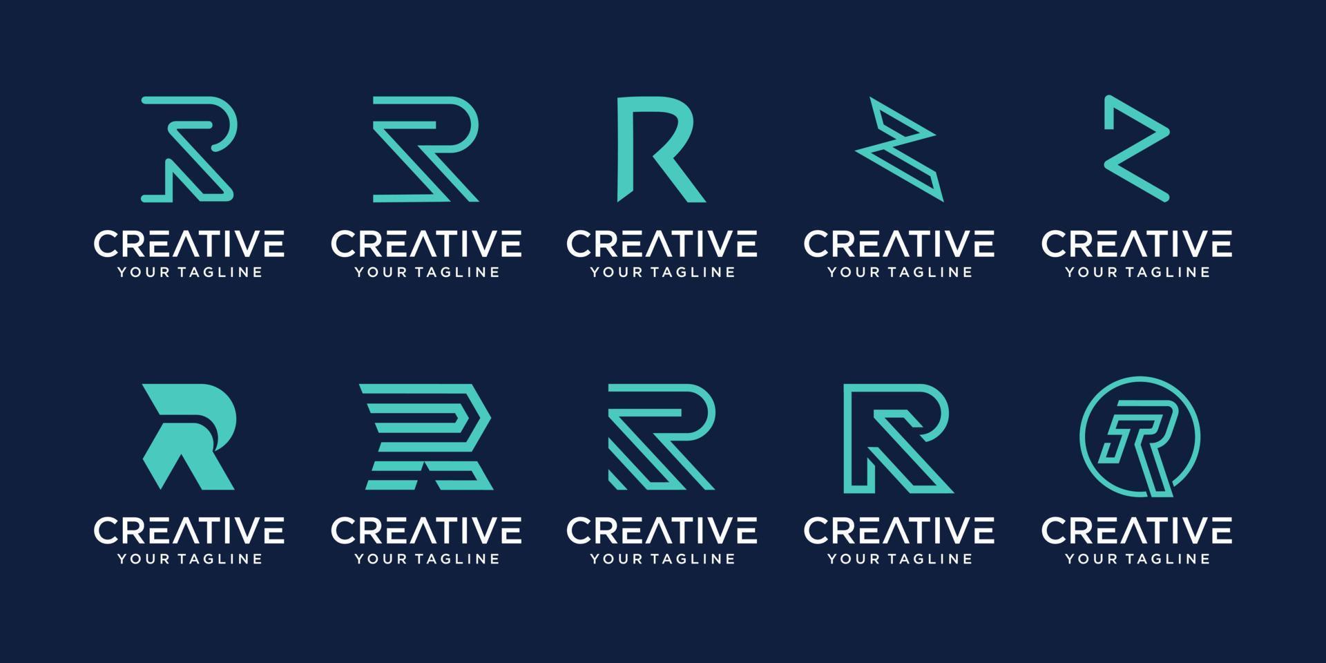 set van monogram eerste letter r rr logo sjabloon. pictogrammen voor zaken van mode, zaken, consulting, digitale technologie. vector