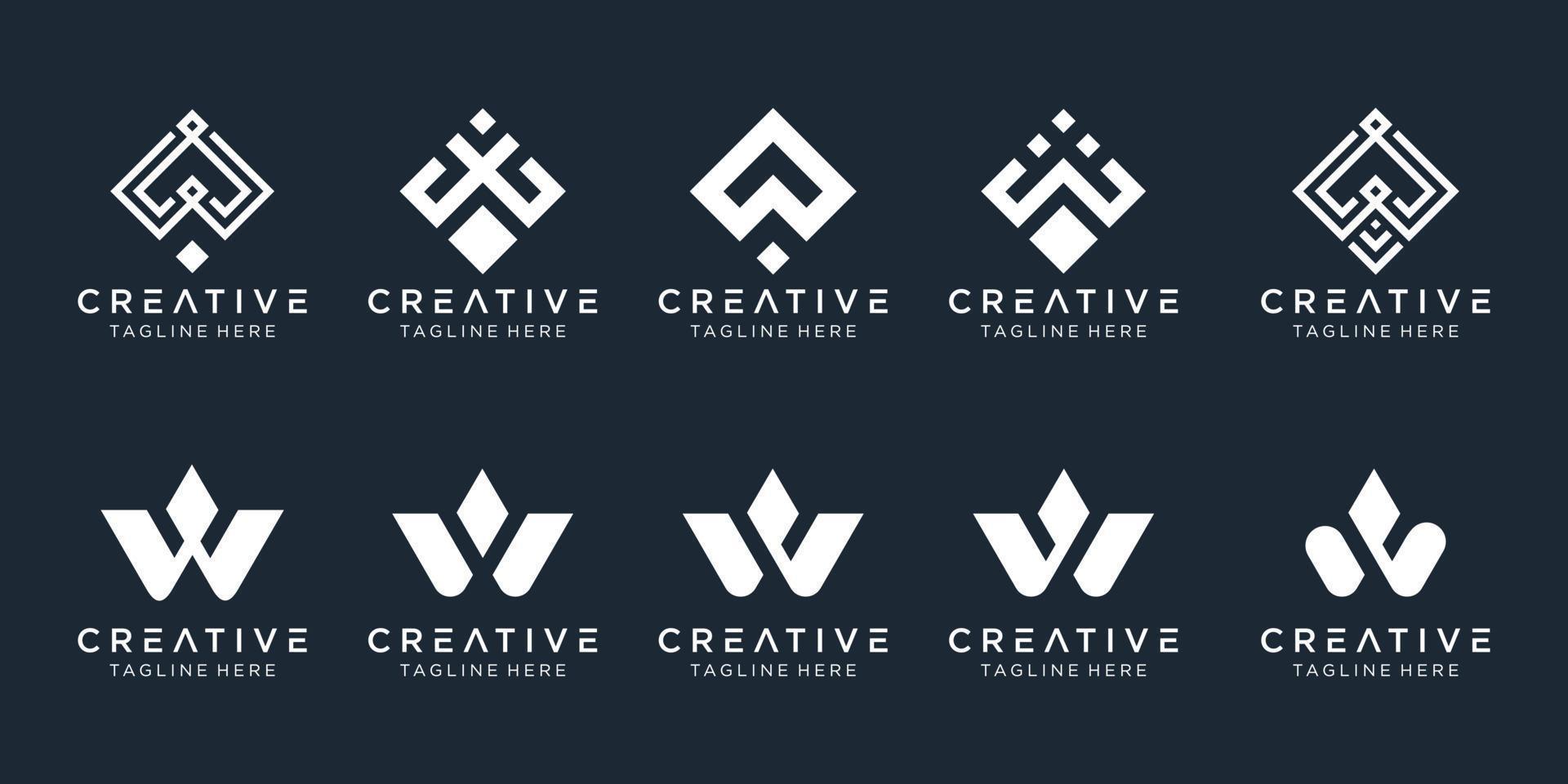 collectie initialen w logo ontwerpsjabloon. pictogrammen voor zaken van mode, digitaal, technologie, eenvoudig. vector