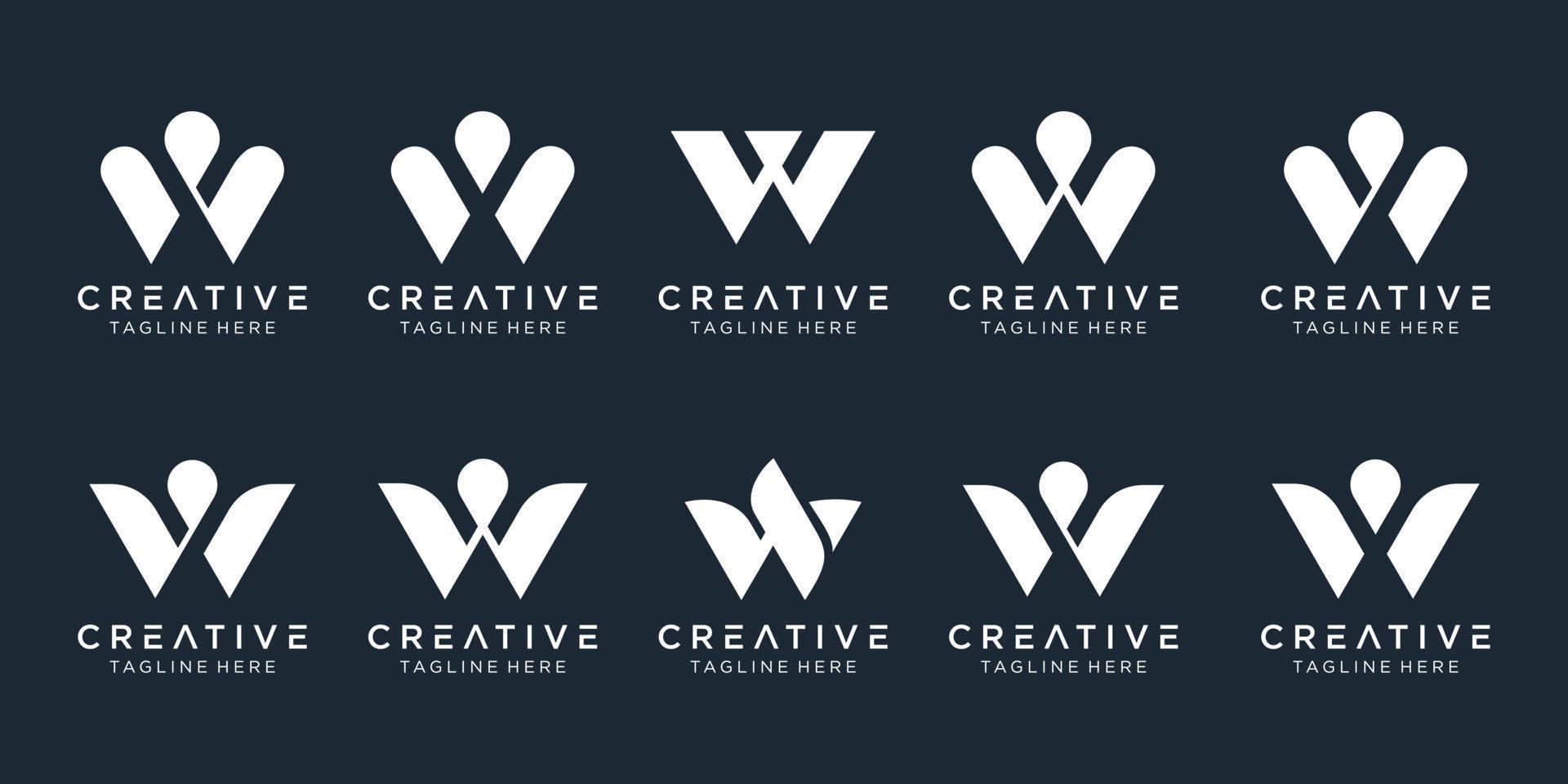 collectie initialen w logo ontwerpsjabloon. pictogrammen voor zaken van mode, sport, eenvoudig. vector