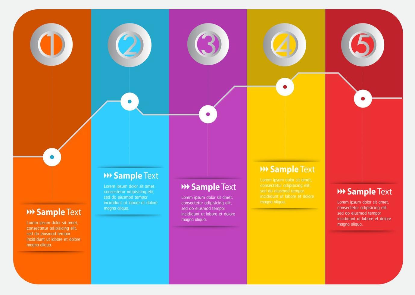 kleurrijke 5-stappen infographic vector