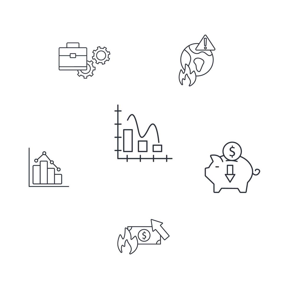 economische crisis pictogrammen instellen kleur. economische crisis pack symbool vectorelementen voor infographic web vector