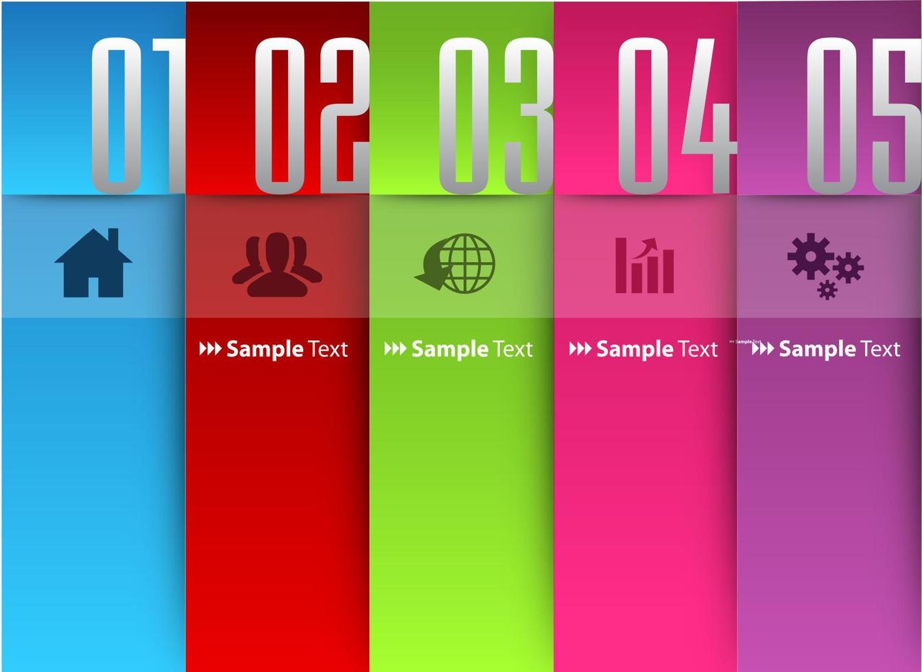 kleurrijke 5-stappen infographic vector