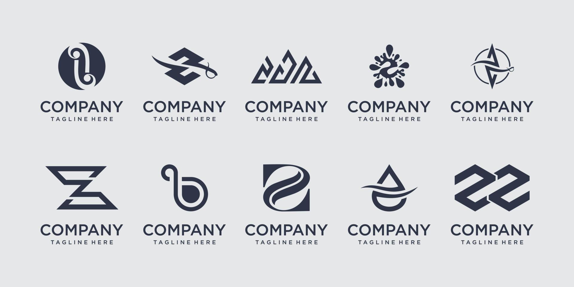 set collectie eerste letter z logo ontwerpsjabloon. iconen voor zaken van mode, sport, eten en drinken. vector