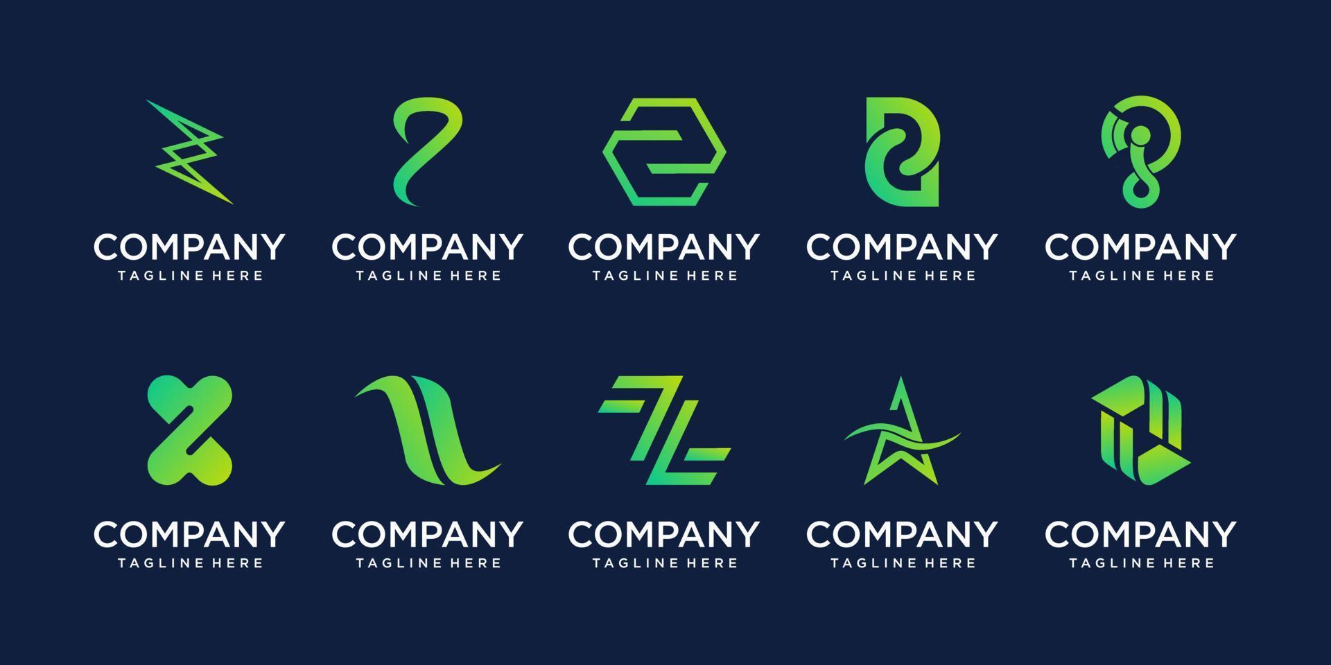 set collectie eerste letter z logo ontwerpsjabloon. pictogrammen voor het bedrijfsleven van mode, sport, automotive. vector