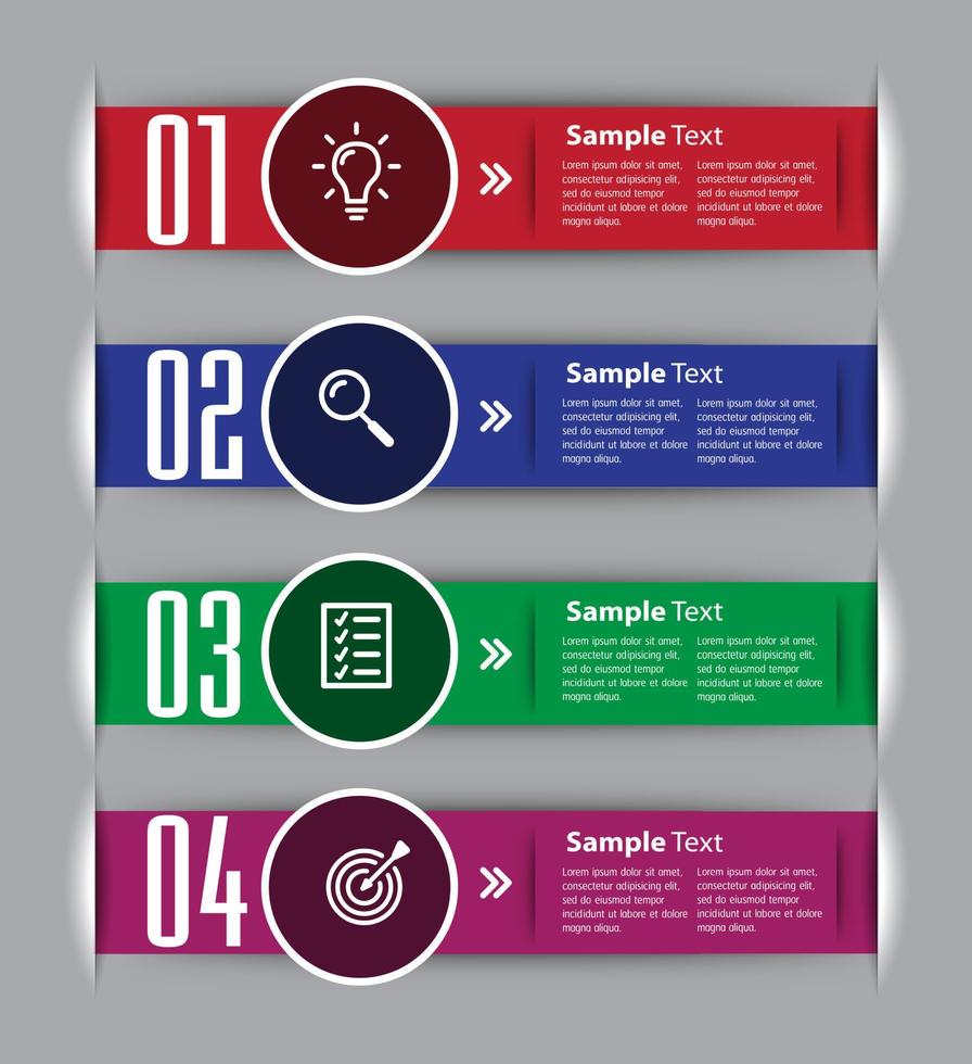 kleurrijke 4-stappen infographic vector