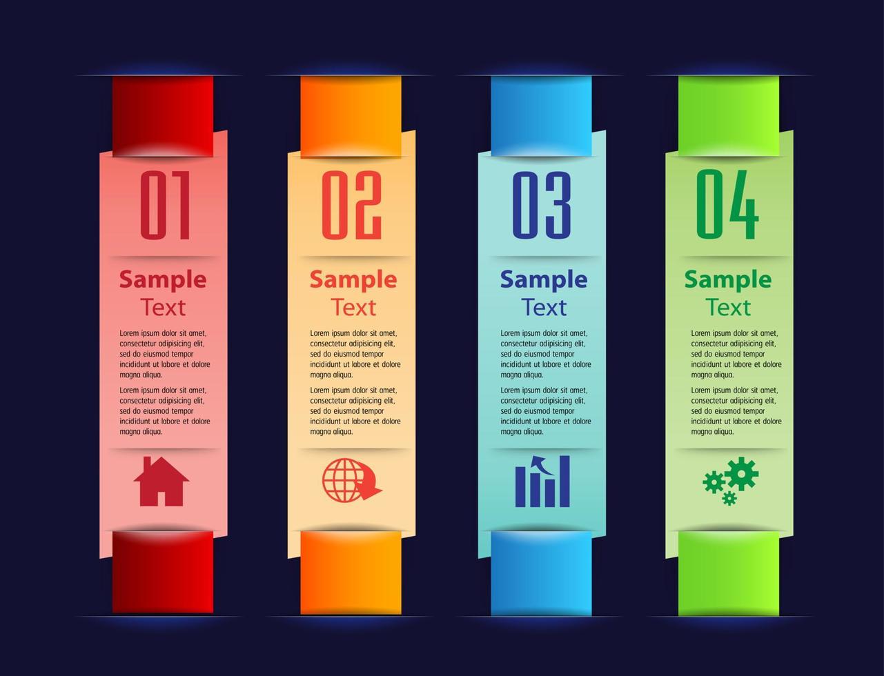 kleurrijke 4-stappen infographic vector