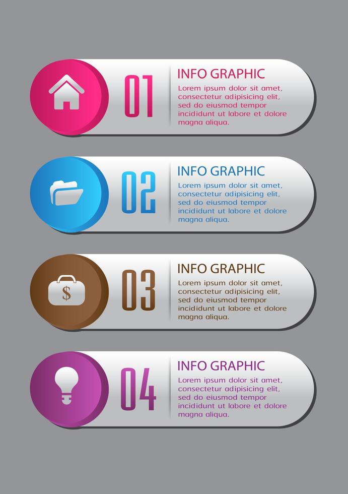 kleurrijke 4-stappen infographic vector