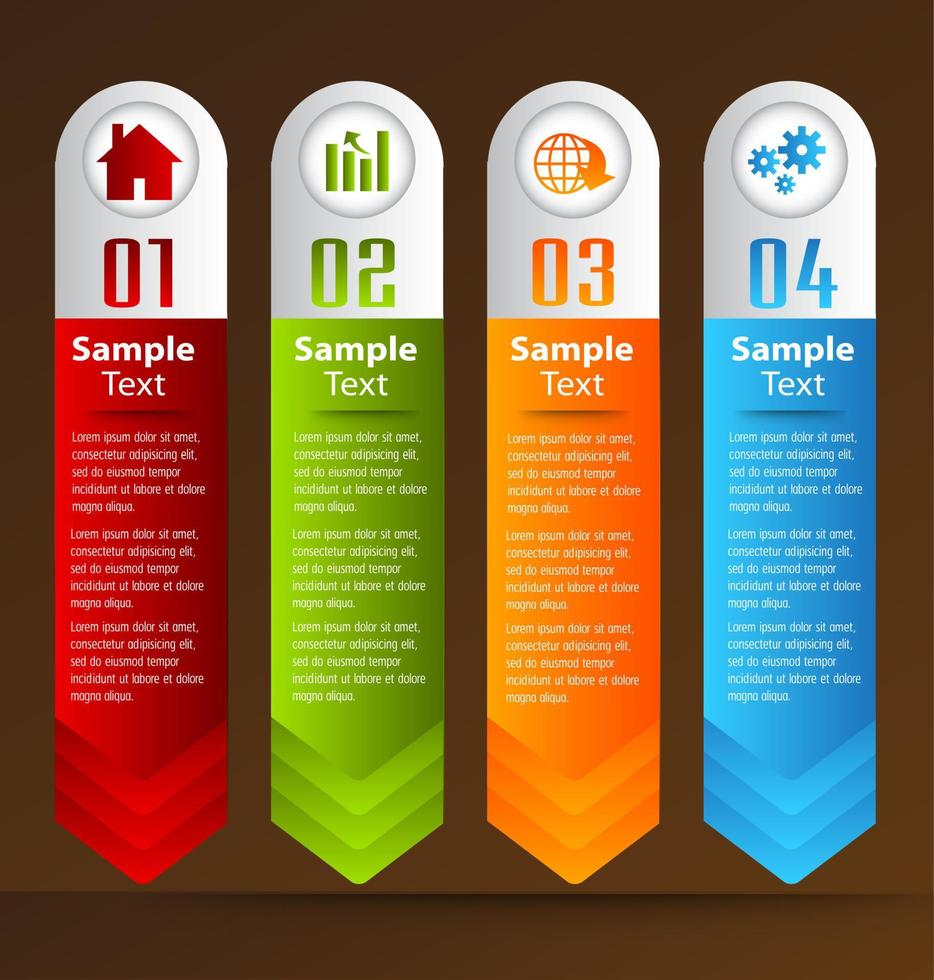 kleurrijke 4-stappen infographic vector