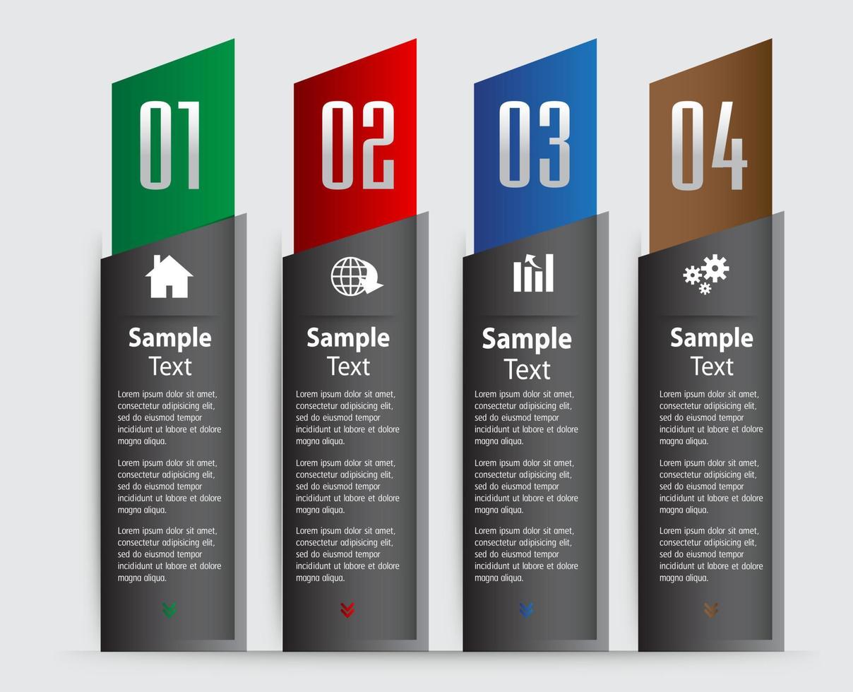 kleurrijke 4-stappen infographic vector