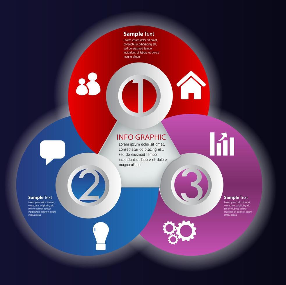 kleurrijke 3-stappen infographic vector