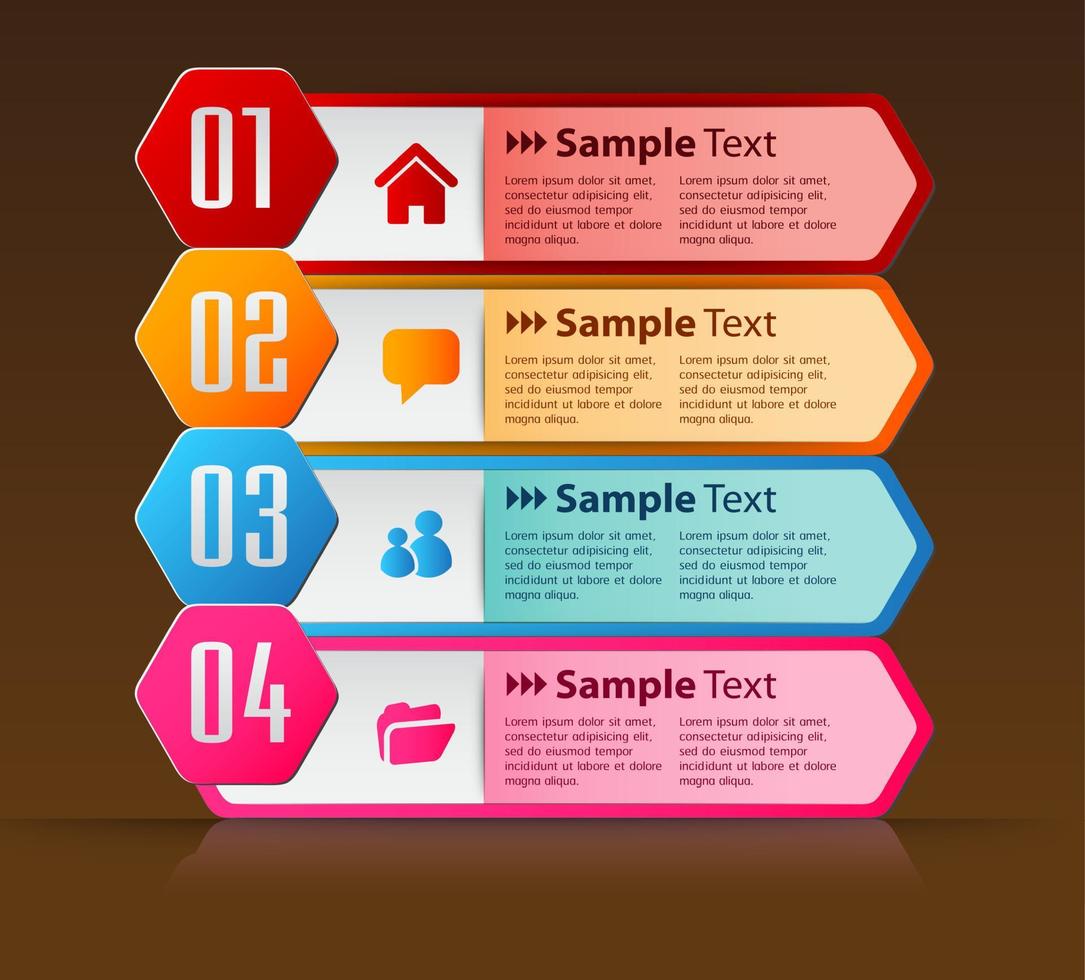 kleurrijke 4-stappen infographic vector