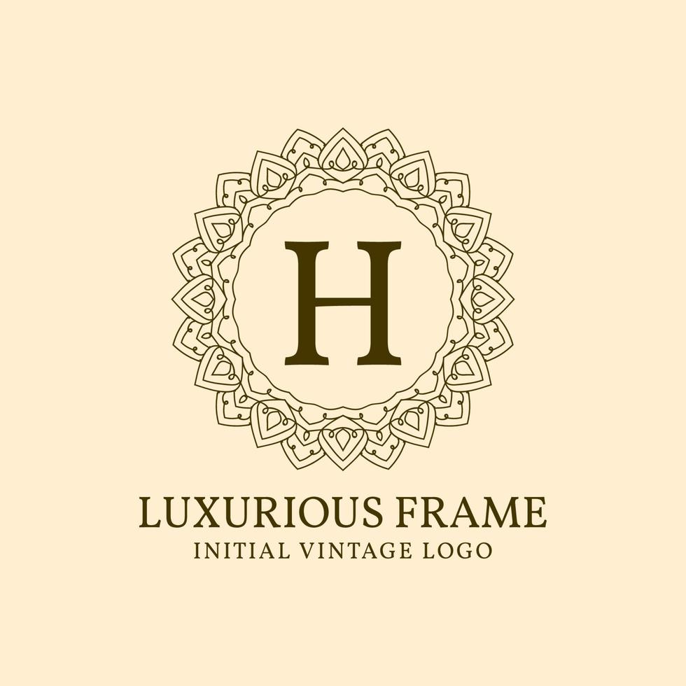 letter h luxe frame eerste vintage vector logo ontwerpelement