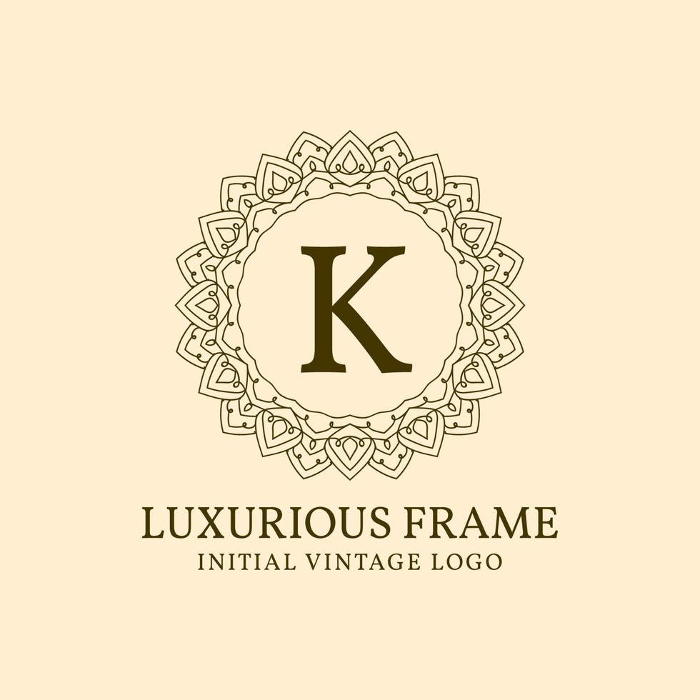 letter k luxe frame eerste vintage vector logo ontwerpelement