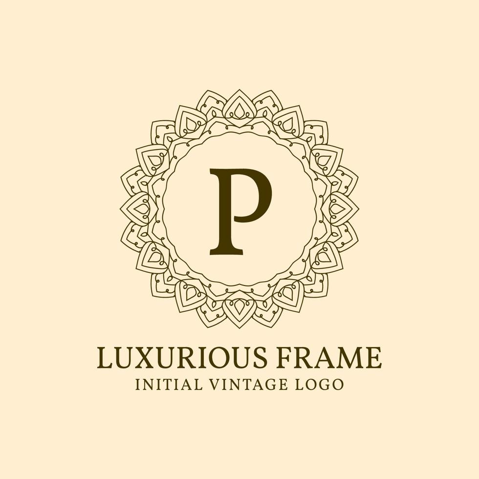 letter p luxe frame eerste vintage vector logo ontwerpelement