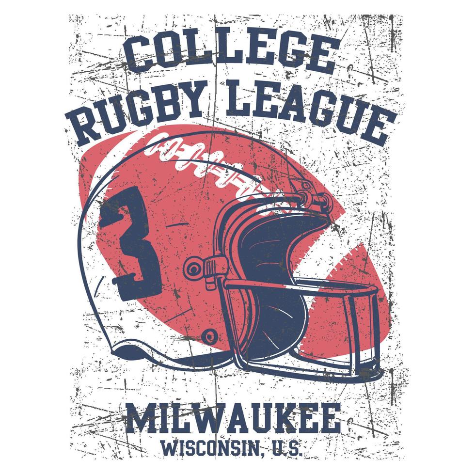college rugby team badge in retro style.can worden gebruikt voor t-shirt print, mok print, kussens, fashion print design, kinderkleding, baby shower, groet en ansichtkaart. t-shirt ontwerp vector