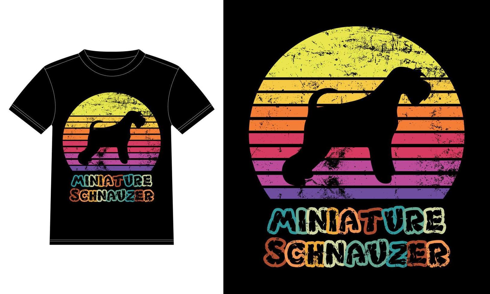 grappige miniatuur schnauzer vintage retro zonsondergang silhouet geschenken hondenliefhebber hondenbezitter essentieel t-shirt vector