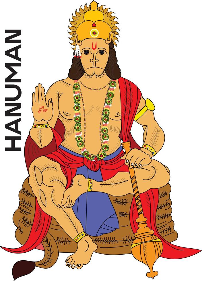 heer hanuman zittend op zijn staart illustartion vector