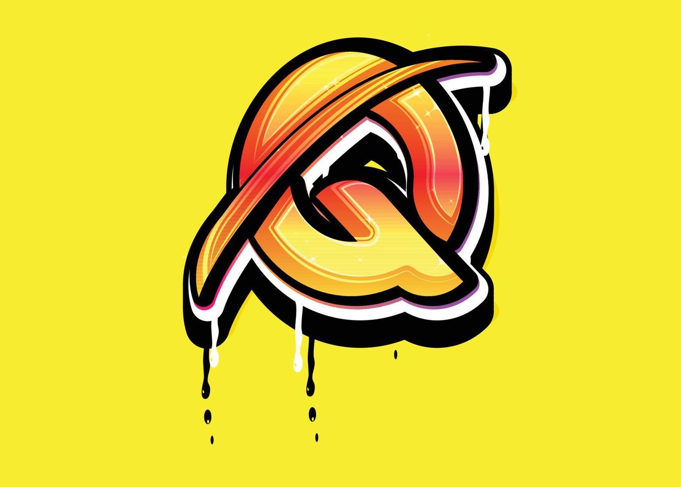 q letter swoosh-logo met druppeleffect vector