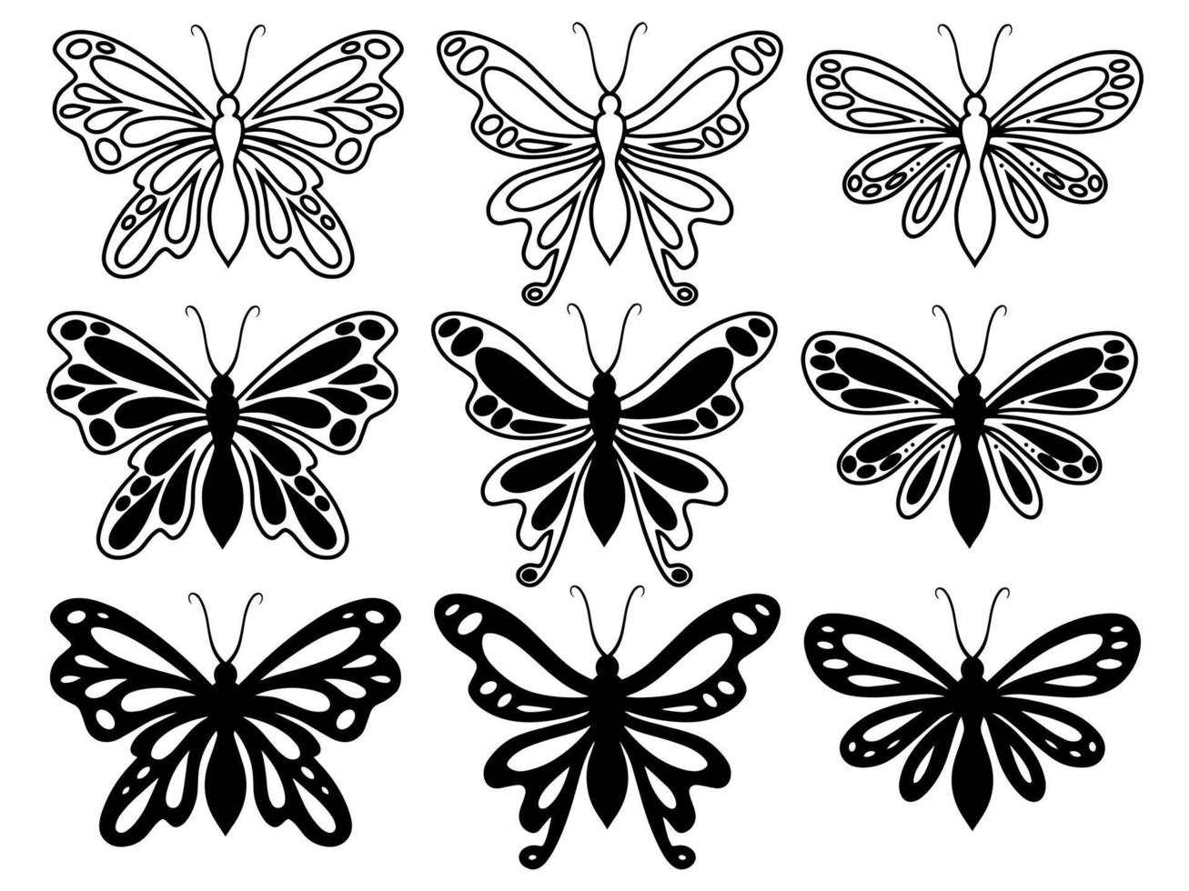 vlinder lijntekeningen doodle illustratie vector