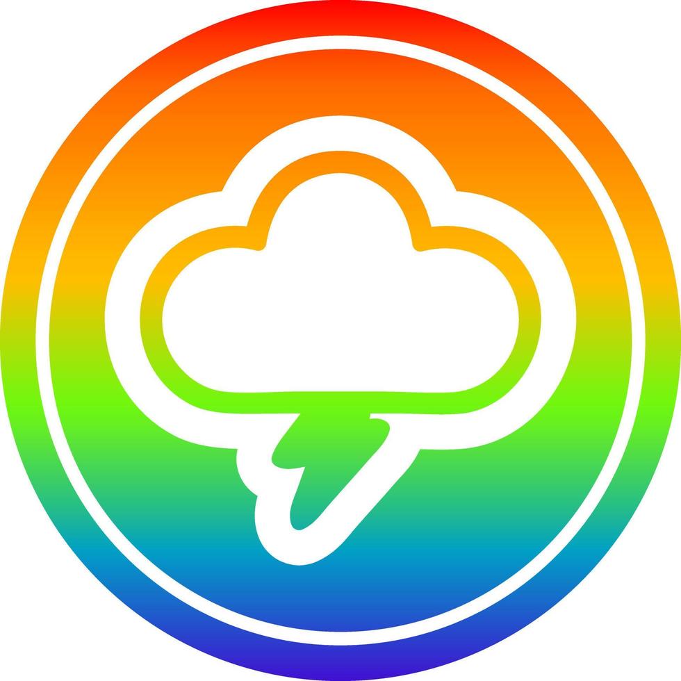 onweerswolk cirkelvormig in regenboogspectrum vector