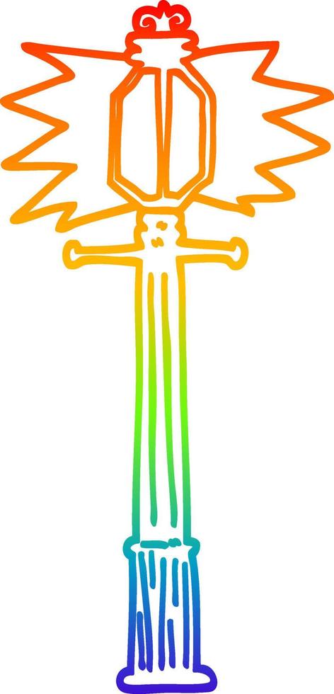 regenbooggradiënt lijntekening cartoon lantaarnpaal vector
