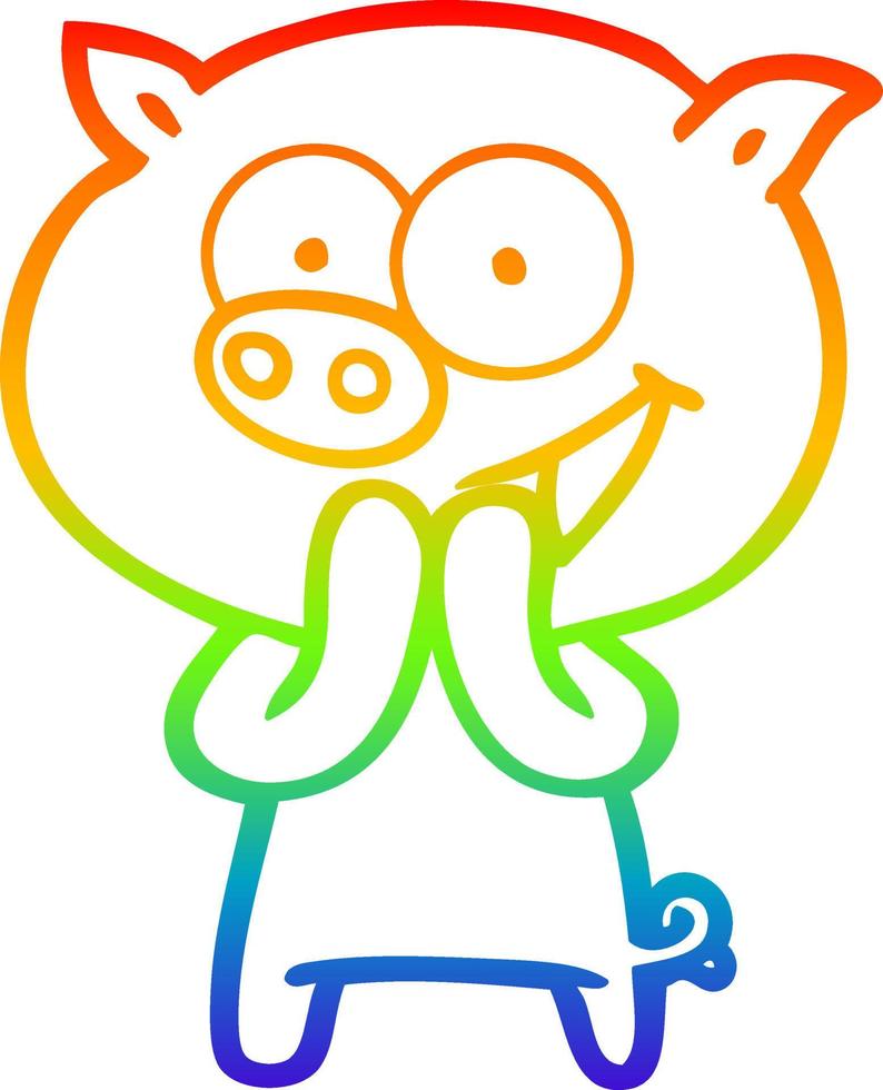 regenbooggradiënt lijntekening vrolijk varken cartoon vector