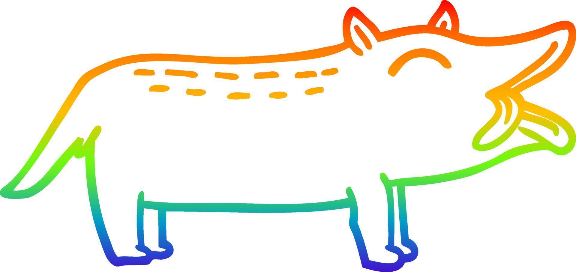 regenbooggradiënt lijntekening cartoon grappige hond vector