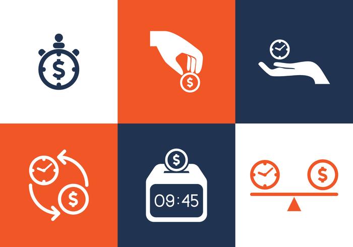 Vector Tijd is Geld Icon Set