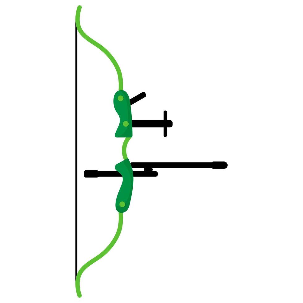 groene recurve boog voor schieten. boogschieten sportuitrusting. zomer spelen. vector