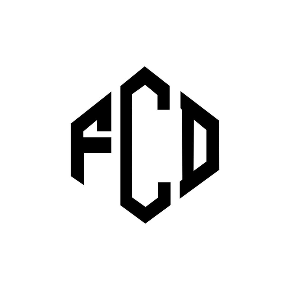 fcd-letterlogo-ontwerp met veelhoekvorm. fcd veelhoek en kubusvorm logo-ontwerp. FCD zeshoek vector logo sjabloon witte en zwarte kleuren. fcd-monogram, bedrijfs- en onroerendgoedlogo.