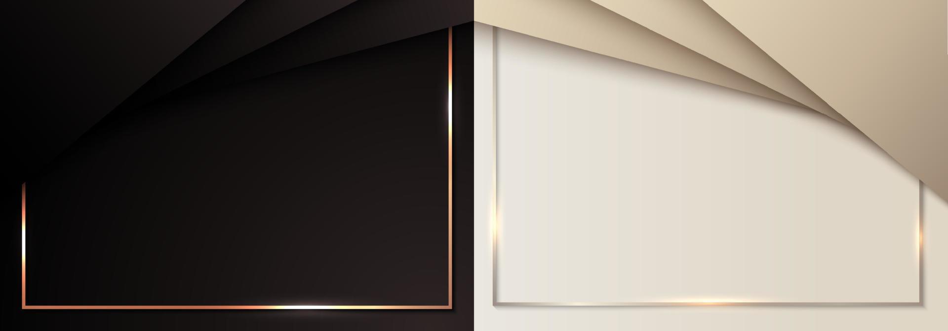set sjabloon abstracte luxe zwarte en gouden strepen met gouden frame achtergrond vector