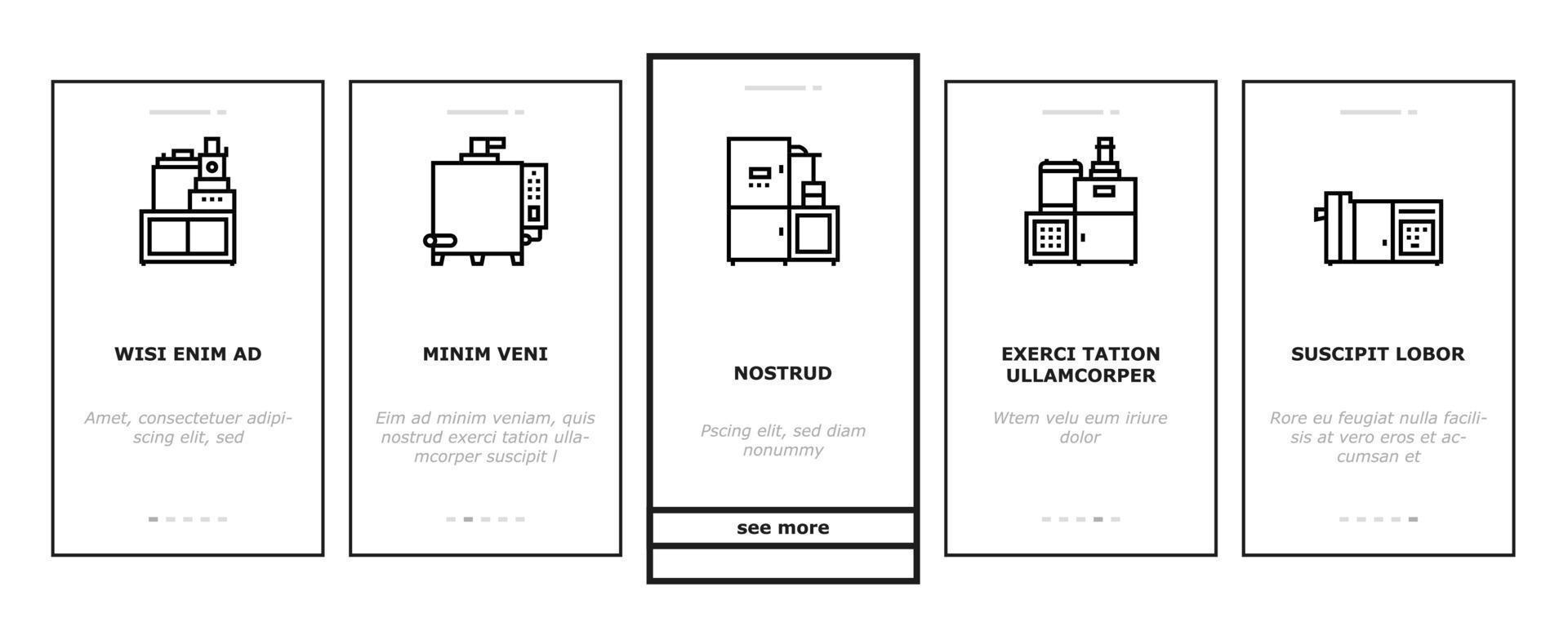 chocolade productie onboarding pictogrammen instellen vector