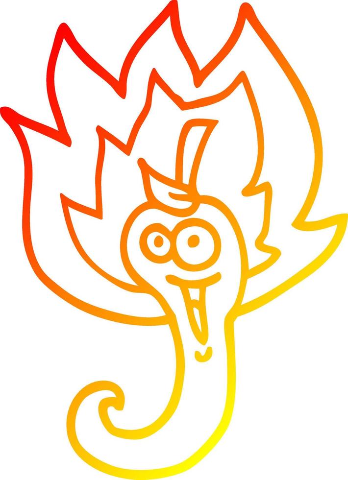 warme gradiënt lijntekening cartoon red hot chili vector