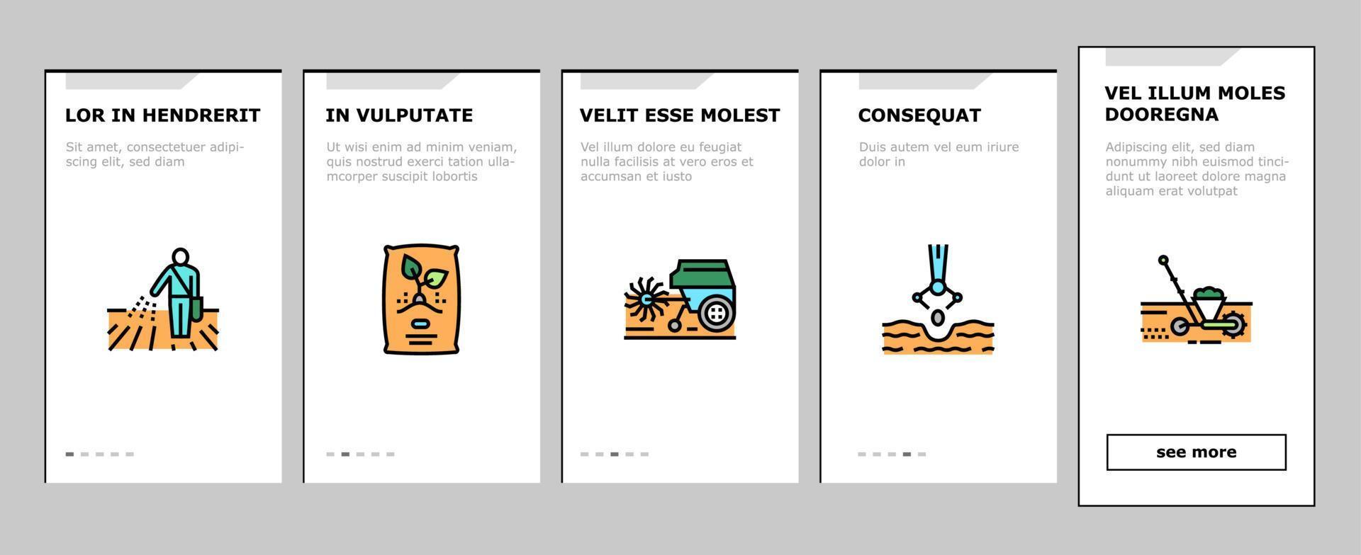 zaaien landbouw onboarding pictogrammen instellen vector