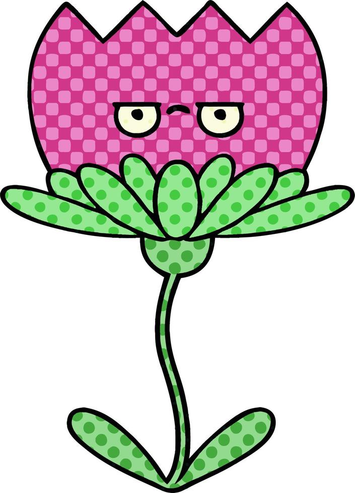 cartoon bloem in stripboekstijl vector