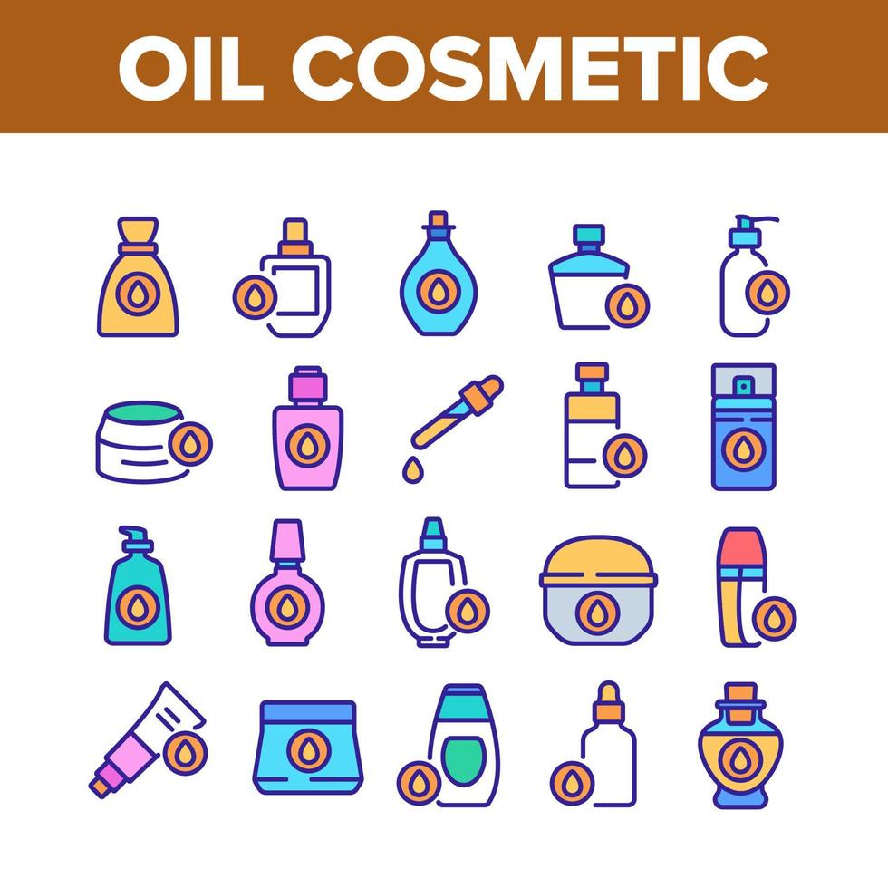 olie cosmetische huidverzorging collectie iconen set vector