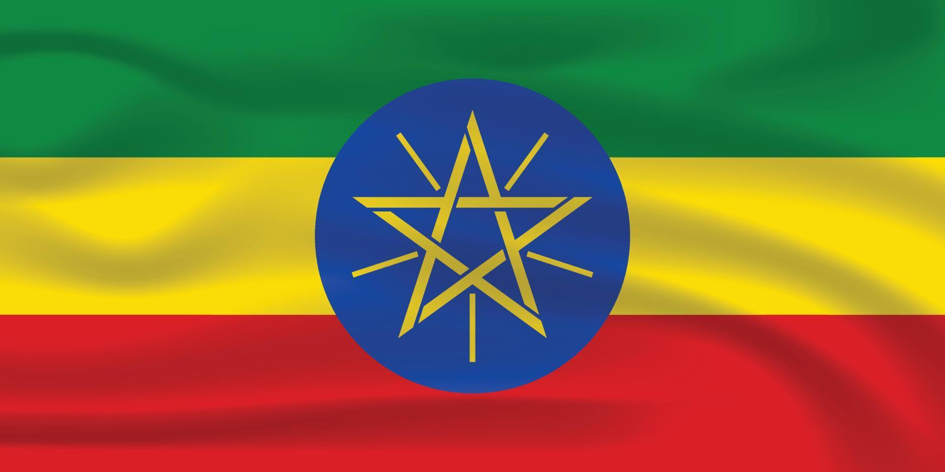 illustratie wapperende vlag van ethiopië. realistische vector van de vlag van ethiopië. 3d vlag