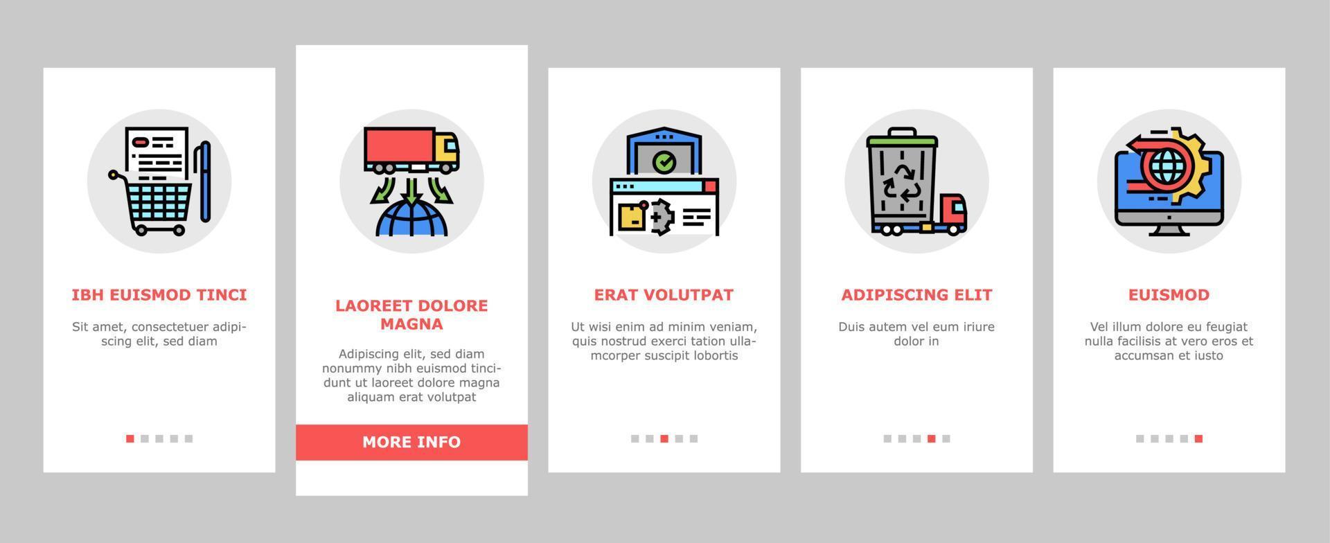 logistiek bedrijf onboarding pictogrammen instellen vector