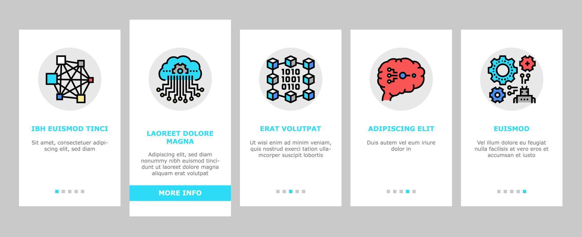 neuraal netwerk en ai onboarding pictogrammen instellen vector